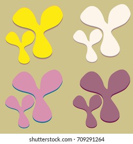 New splats splashes and blobs of brightly colored paint isolated on background.