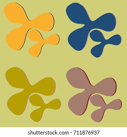 New splats splashes and blobs of brightly colored paint isolated on background.