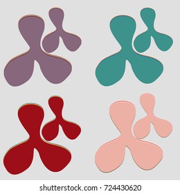 New splats splashes and blobs of brightly colored paint isolated on background.