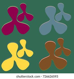 New splats splashes and blobs of brightly colored paint isolated on background.