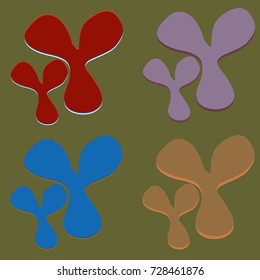 New splats splashes and blobs of brightly colored paint isolated on background.