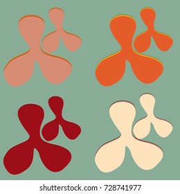 New splats splashes and blobs of brightly colored paint isolated on background.