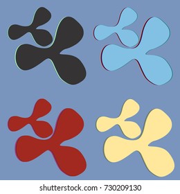 New splats splashes and blobs of brightly colored paint isolated on background.
