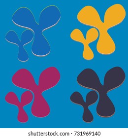 New splats splashes and blobs of brightly colored paint isolated on background.