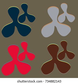 New splats splashes and blobs of brightly colored paint isolated on background.