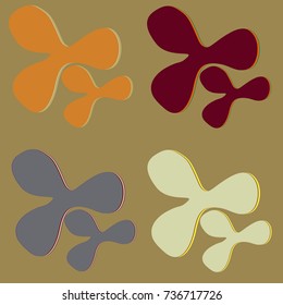 New splats splashes and blobs of brightly colored paint isolated on background.