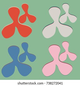 New splats splashes and blobs of brightly colored paint isolated on background.