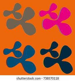 New splats splashes and blobs of brightly colored paint isolated on background.