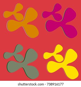 New splats splashes and blobs of brightly colored paint isolated on background.