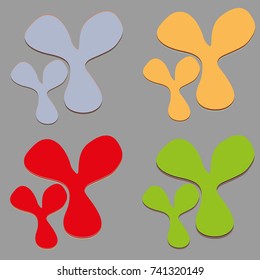 New splats splashes and blobs of brightly colored paint isolated on background.