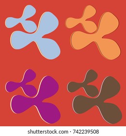 New splats splashes and blobs of brightly colored paint isolated on background.