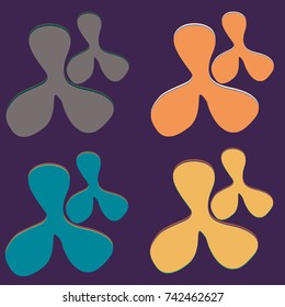 New splats splashes and blobs of brightly colored paint isolated on background.