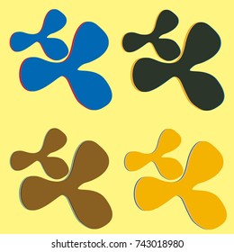 New splats splashes and blobs of brightly colored paint isolated on background.
