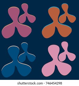 New splats splashes and blobs of brightly colored paint isolated on background.