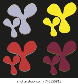 New splats splashes and blobs of brightly colored paint isolated on background.
