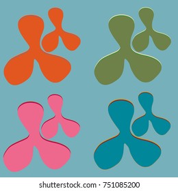New splats splashes and blobs of brightly colored paint isolated on background.