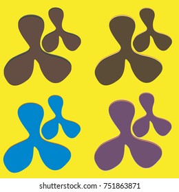 New splats splashes and blobs of brightly colored paint isolated on background.