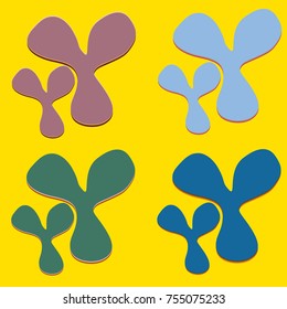 New splats splashes and blobs of brightly colored paint isolated on background.