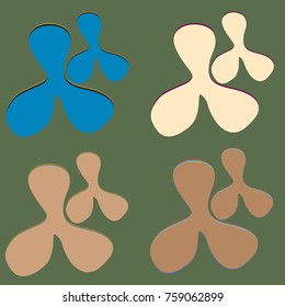 New splats splashes and blobs of brightly colored paint isolated on background.