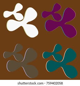 New splats splashes and blobs of brightly colored paint isolated on background.