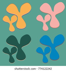 New splats splashes and blobs of brightly colored paint isolated on background.