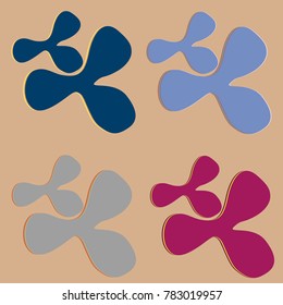 New splats splashes and blobs of brightly colored paint isolated on background.