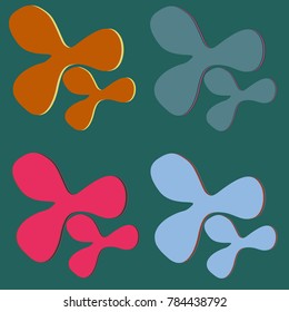 New splats splashes and blobs of brightly colored paint isolated on background.