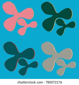 New splats splashes and blobs of brightly colored paint isolated on background.