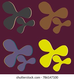 New splats splashes and blobs of brightly colored paint isolated on background.