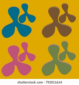 New splats splashes and blobs of brightly colored paint isolated on background.