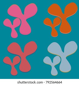 New splats splashes and blobs of brightly colored paint isolated on background.