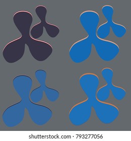 New splats splashes and blobs of brightly colored paint isolated on background.
