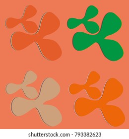 New splats splashes and blobs of brightly colored paint isolated on background.