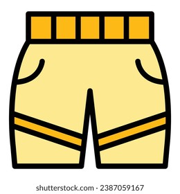New sport shorts icon outline vector. Fitness gym. Plus suit color flat