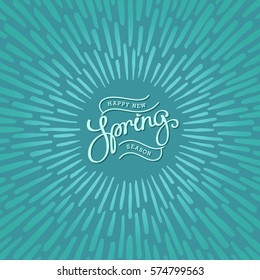 New Spring season. Abstract background with doodle sunburst. Vector template for your design. 