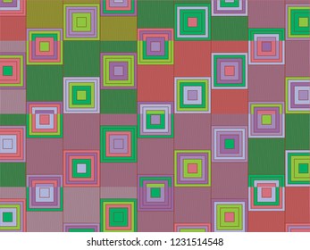 New Square Seamless Original Pattern Vector Design. Colorful Geometric Endless Ornament. Ethnic Geometric Stylish Ornate. Polygon Repeat Pattern in Halftone Green, Pink, Mustard Colors