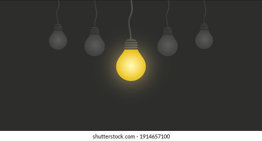 New Standout Idea - Light Bulbs Concept Design Template with Copy Space - Illustration in Editable Vector Format