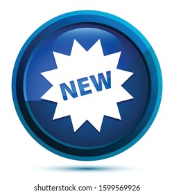 New star badge icon isolated on elegant blue round button illustration