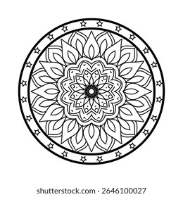 new star circle silhouette mandala digin and white background