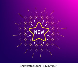 New star line icon. Halftone pattern. Sale shopping sign. Clearance symbol. Gradient background. New star line icon. Yellow halftone pattern. Vector