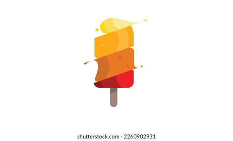 new stick ice cream slash logo design for children t-shirt and poster print advertisement. multiple color ice cream.