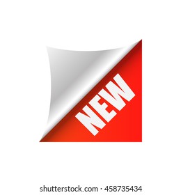 New, sticker, folded corner, vector illustration