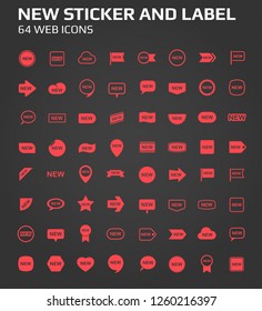 new sticker icon set. new sticker and label. 64 web icons for your project