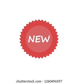 New Sticker icon. Vector illustration style is flat iconic symbol, red color, transparent background. Designed for web and software interfaces. Vector icon