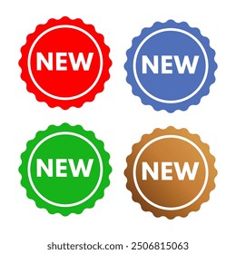 New - sticker set, red, blue, green, gold isolated - vector illustration