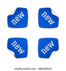 New sticker set. Vector sale banner for web store. Product stickers with offer. Promotional corner located element. Color splash label, tag, badge, icon with text. Accent promotion flyer, frame design