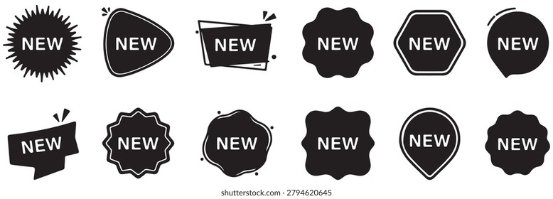 NEW Sticker Set Zigzag Discount Price Drop Special Price Campaign Fair Decoration Adornment Seal Stamp. Set of new arrival shop product tag icon. New labels or sale badges and banners vector sticker
