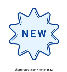New sticker vector line icon isolated on white background. New sticker line icon for infographic, website or app. Blue icon designed on a grid system.