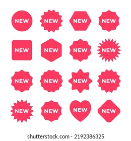 New stickers. Red tags with new labels. Vector stickers