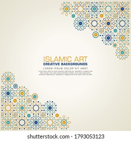 New stock Islamic design greeting card background template with ornamental colorful of mosaic. vector illustration